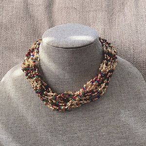 16” choker multi-colored beaded necklace